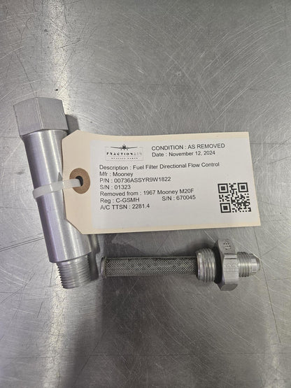00736ASSYR9W1822 Mooney M20F Fuel Filter Flow Control | FractionAIR Parts - Aircraft Parts & Accessories
