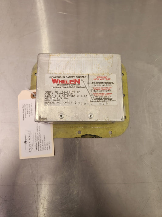 01 - 0770168 - 01 Whelen WHELEN MODEL A1610TSC POWER SUPPLY WITH MOUNT PLATE | FractionAIR Parts - Aircraft Parts & Accessories
