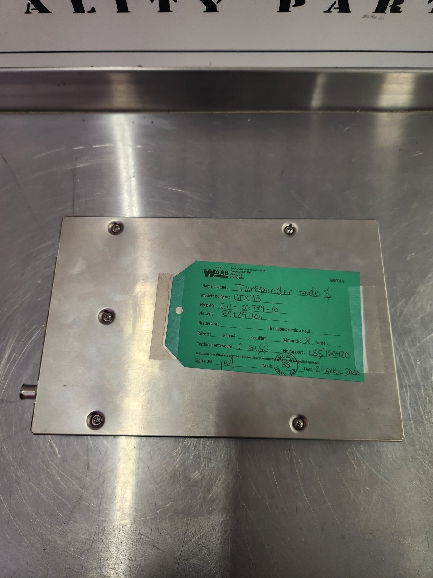 011 - 00779 - 10 Garmin Transponder GTX 33 | FractionAIR Parts - Aircraft Parts & Accessories