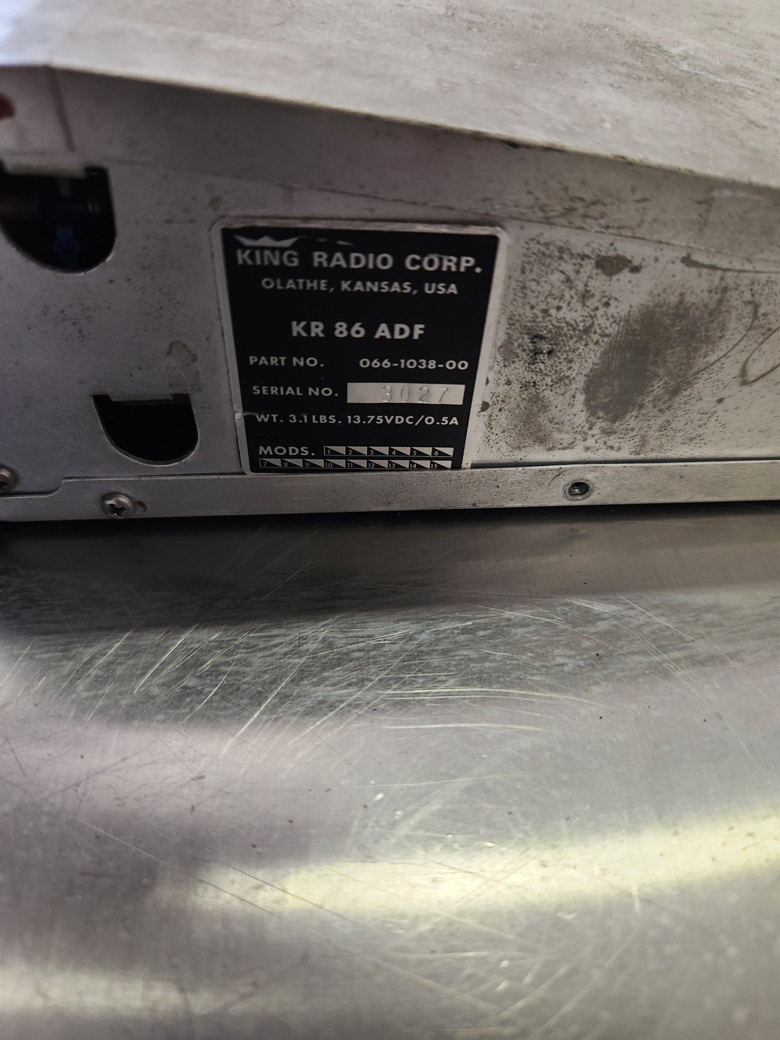 066 - 1038 - 00 KING RADIO CORP. King Radio KR - 86 ADF Receiver Radio with Tray (Volts: 14) | FractionAIR Parts - Aircraft Parts & Accessories