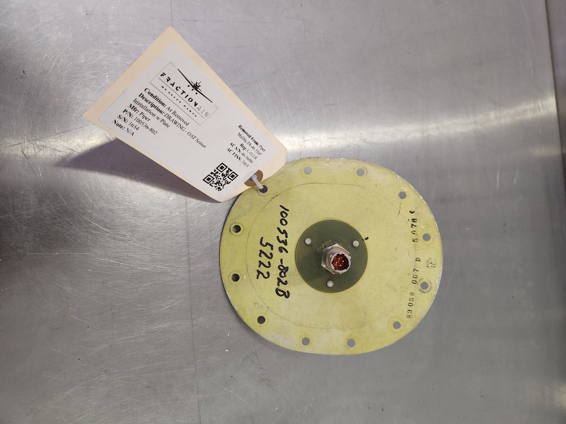 100536 - 802 Piper Drawing - OAT Sensor Installation w/Plate 1060MA150A | FractionAIR Parts - Aircraft Parts & Accessories