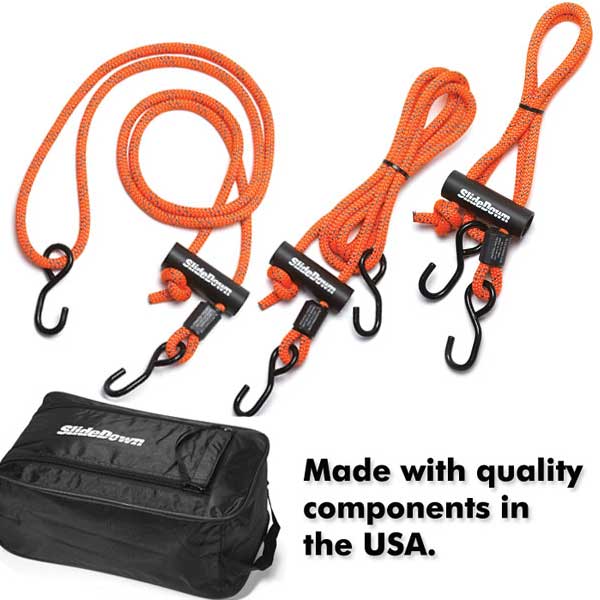 SlideDown 7/16 Rope Aircraft Tie-Down Set - Black