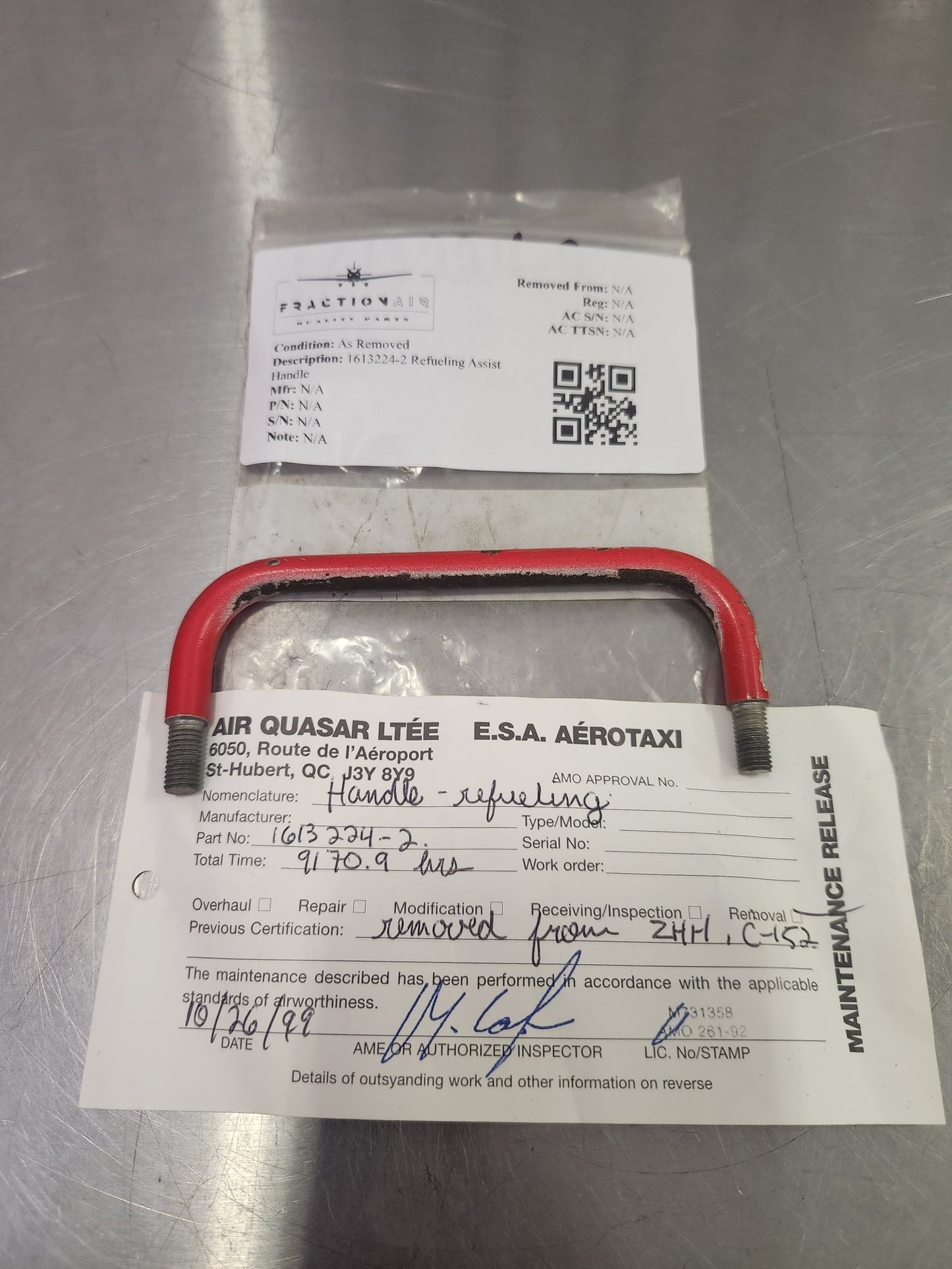 1613224‑2 Refueling Assist Handle | FractionAIR Parts - Aircraft Parts & Accessories