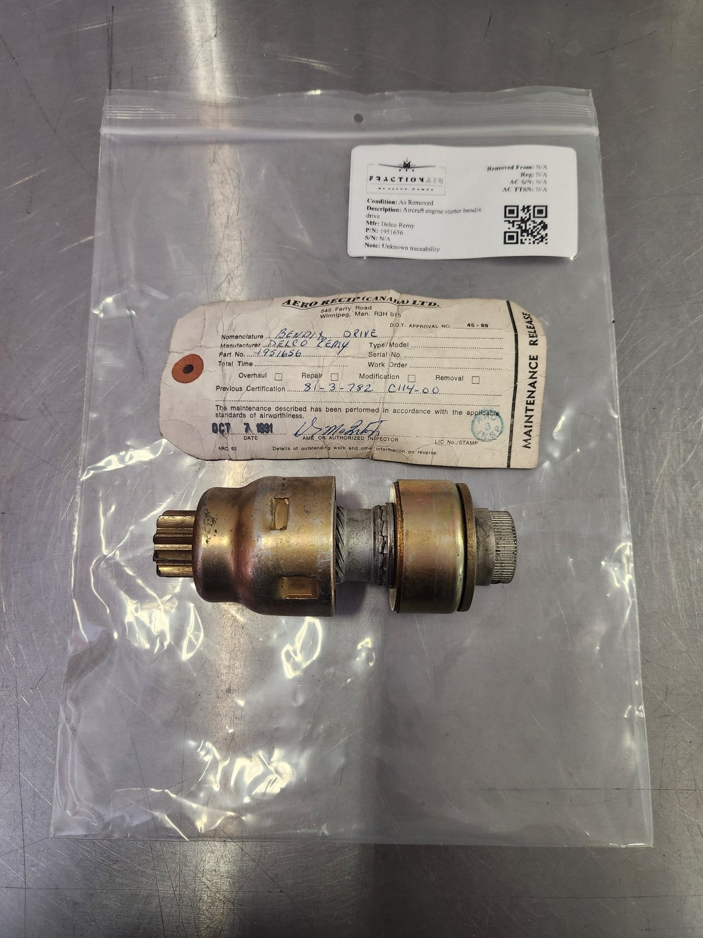1951656 Delco Remy Aircraft engine starter bendix drive | FractionAIR Parts - Aircraft Parts & Accessories