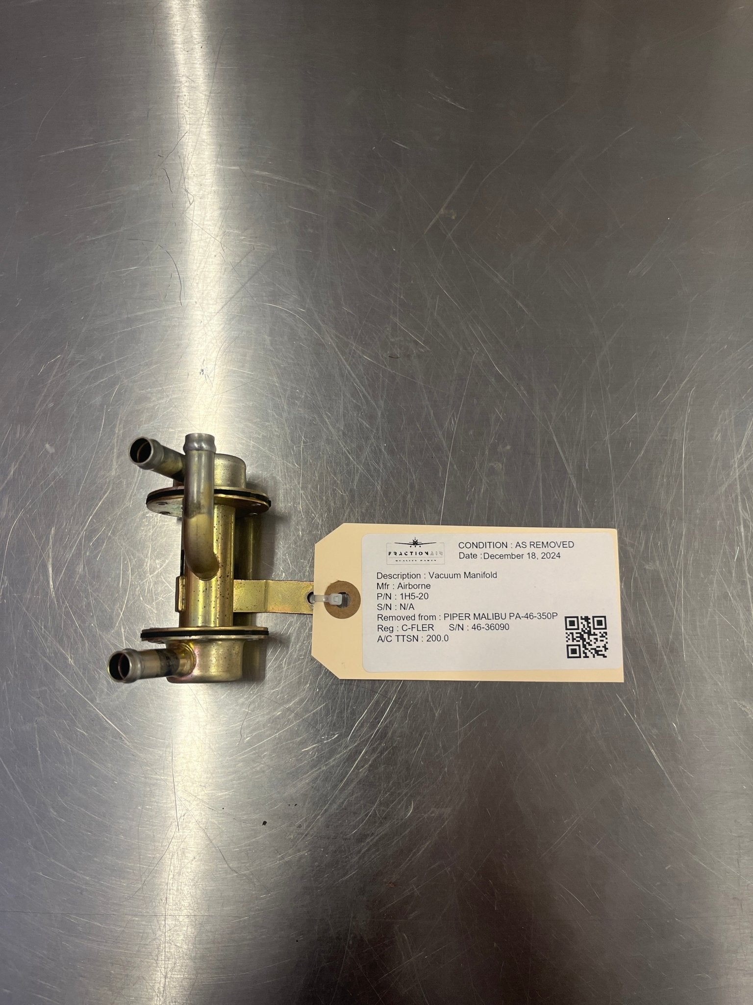 1H5 - 20 Vacuum Manifold | FractionAIR Parts - Aircraft Parts & Accessories