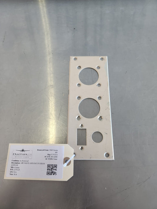 2375 - 25 Cessna AfR VALVE AND ESCUTCHEON ASSY - LH | FractionAIR Parts - Aircraft Parts & Accessories