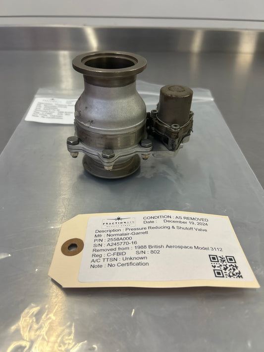 2558A000 Pressure Reducing & Shutoff Valve | FractionAIR Parts - Aircraft Parts & Accessories