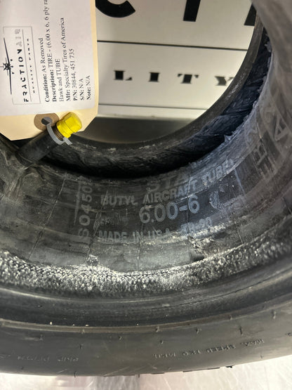 30844, 451 735 Specialty Tires of America TIRE - (6.00 x 6, 6 ply rating) Air Hawk and TUBE | FractionAIR Parts - Aircraft Parts & Accessories