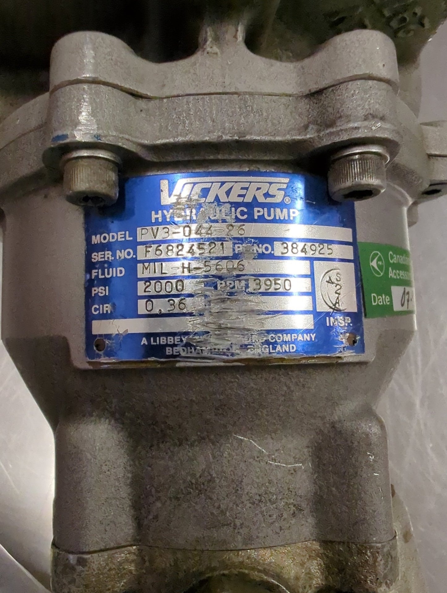 384925 Vickers Hydraulic Pump Refurbished | FractionAIR Parts - Aircraft Parts & Accessories