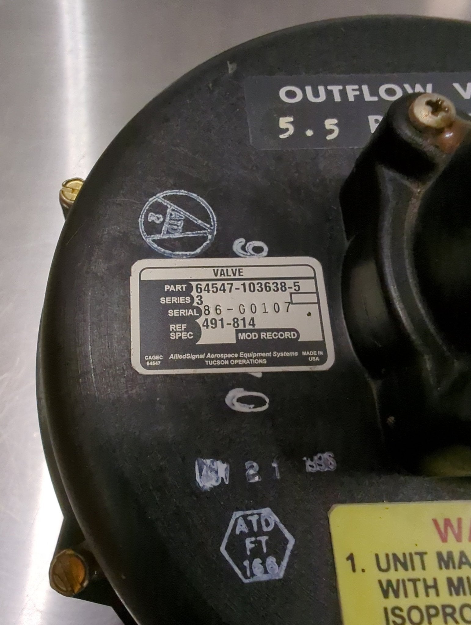 64547 - 103638 - 5 Allied Signal Outflow Valve ALT : 491 - 814 | FractionAIR Parts - Aircraft Parts & Accessories