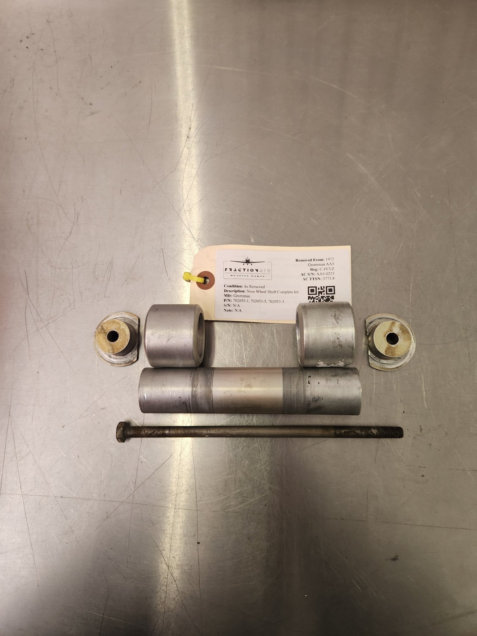 702053 - 1, 702053 - 5, 702053 - 3 Grumman Nose Wheel Shaft Complete kit | FractionAIR Parts - Aircraft Parts & Accessories