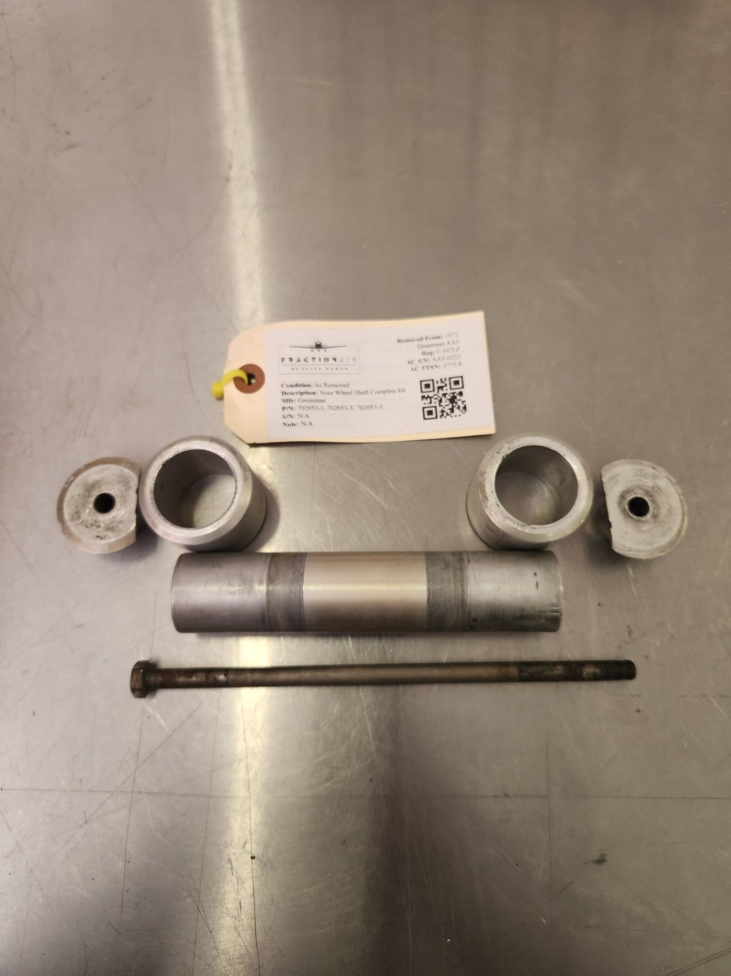 702053 - 1, 702053 - 5, 702053 - 3 Grumman Nose Wheel Shaft Complete kit | FractionAIR Parts - Aircraft Parts & Accessories