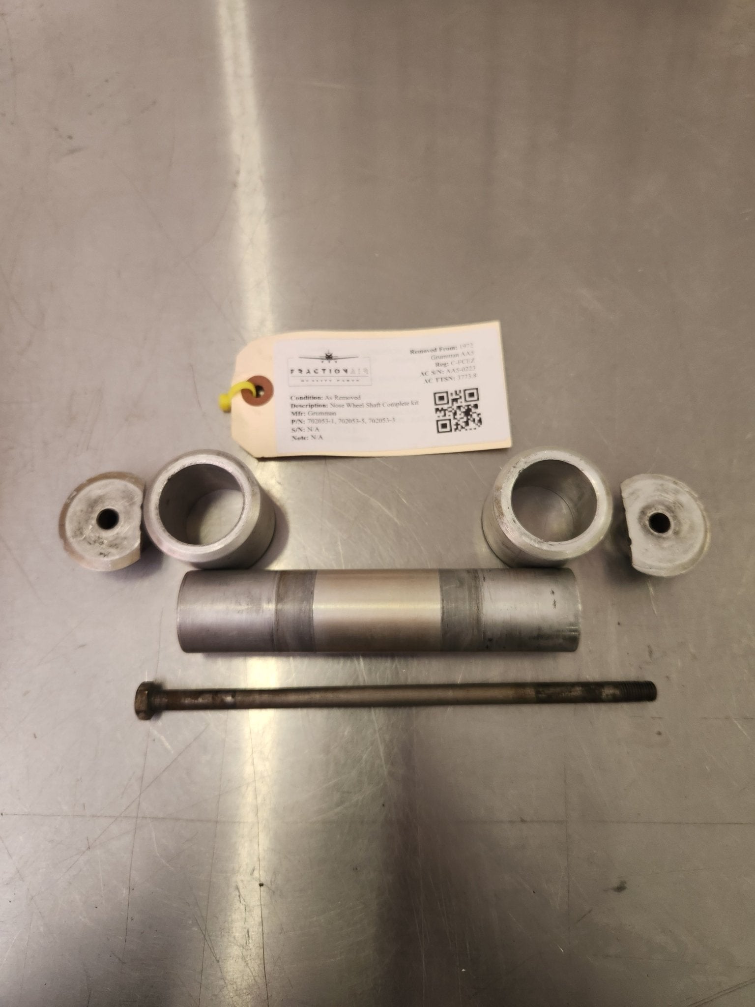 702053 - 1, 702053 - 5, 702053 - 3 Grumman Nose Wheel Shaft Complete kit | FractionAIR Parts - Aircraft Parts & Accessories