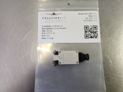 7277 - 2 - 15 Klixon Circuit Breaker | FractionAIR Parts - Aircraft Parts & Accessories