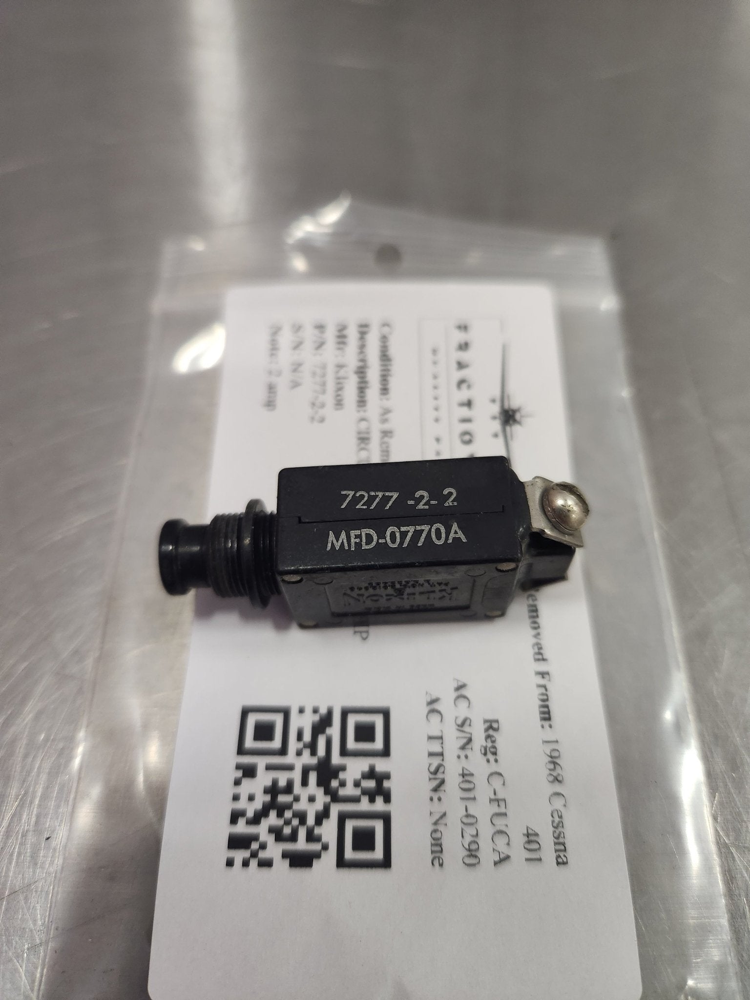 7277 - 2 - 2 Klixon CIRCUIT BREAKER 2 AMP | FractionAIR Parts - Aircraft Parts & Accessories