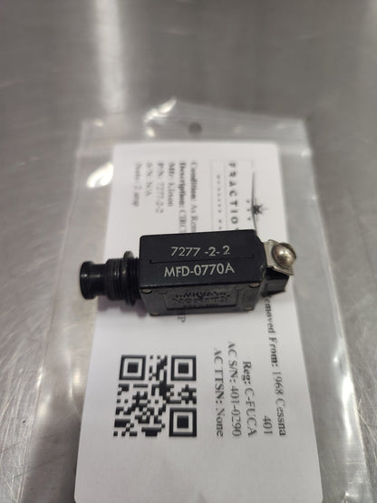 7277 - 2 - 2 Klixon CIRCUIT BREAKER 2 AMP | FractionAIR Parts - Aircraft Parts & Accessories