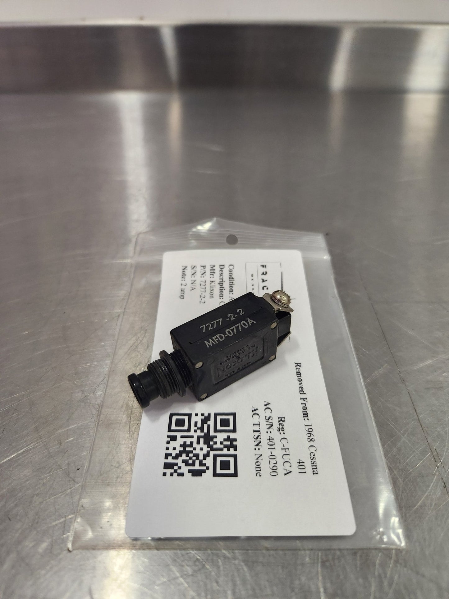 7277 - 2 - 2 Klixon CIRCUIT BREAKER 2 AMP | FractionAIR Parts - Aircraft Parts & Accessories