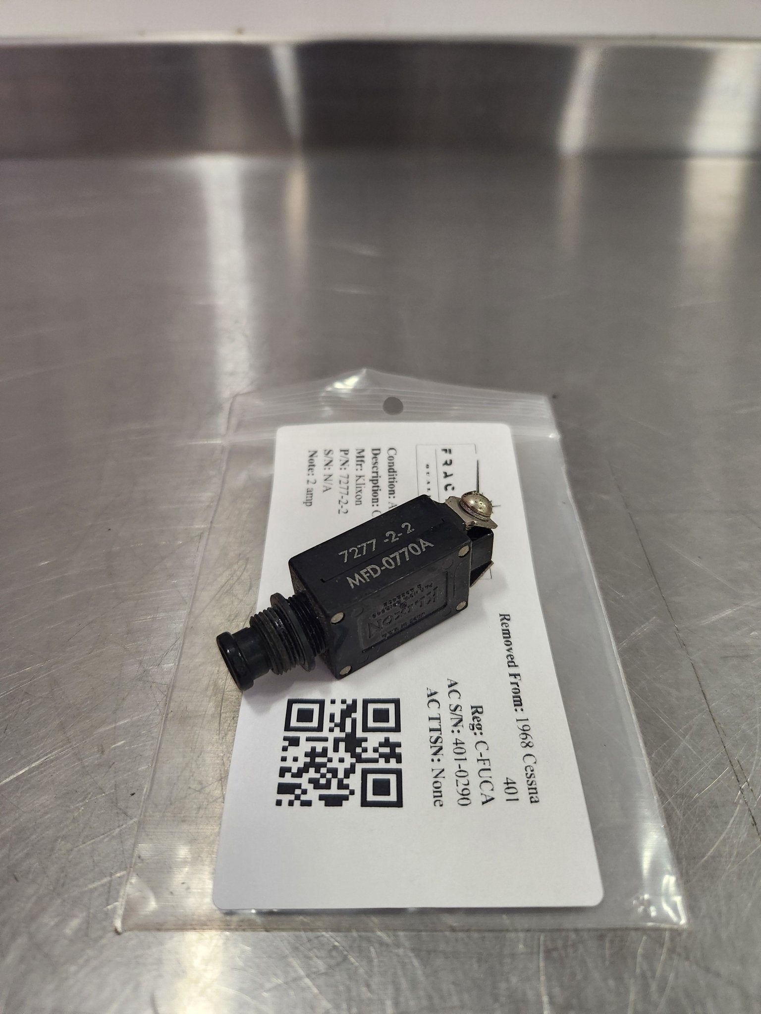 7277 - 2 - 2 Klixon CIRCUIT BREAKER 2 AMP | FractionAIR Parts - Aircraft Parts & Accessories