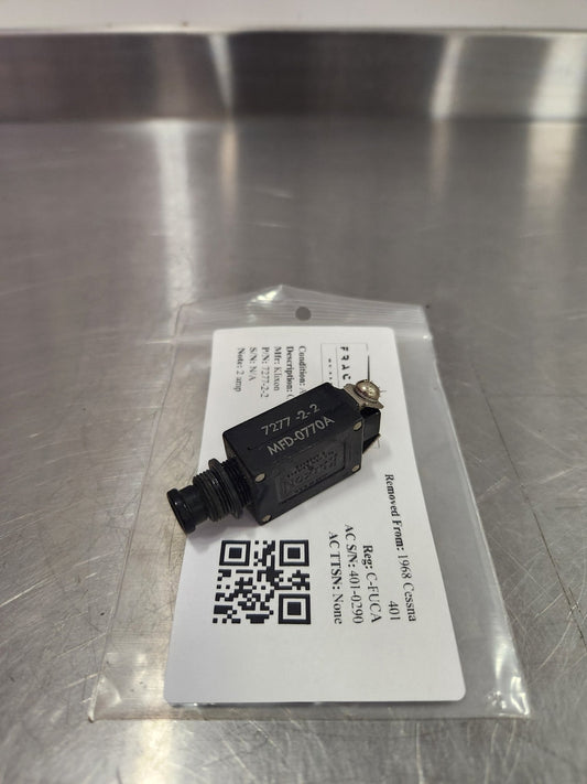 7277 - 2 - 2 Klixon CIRCUIT BREAKER 2 AMP | FractionAIR Parts - Aircraft Parts & Accessories