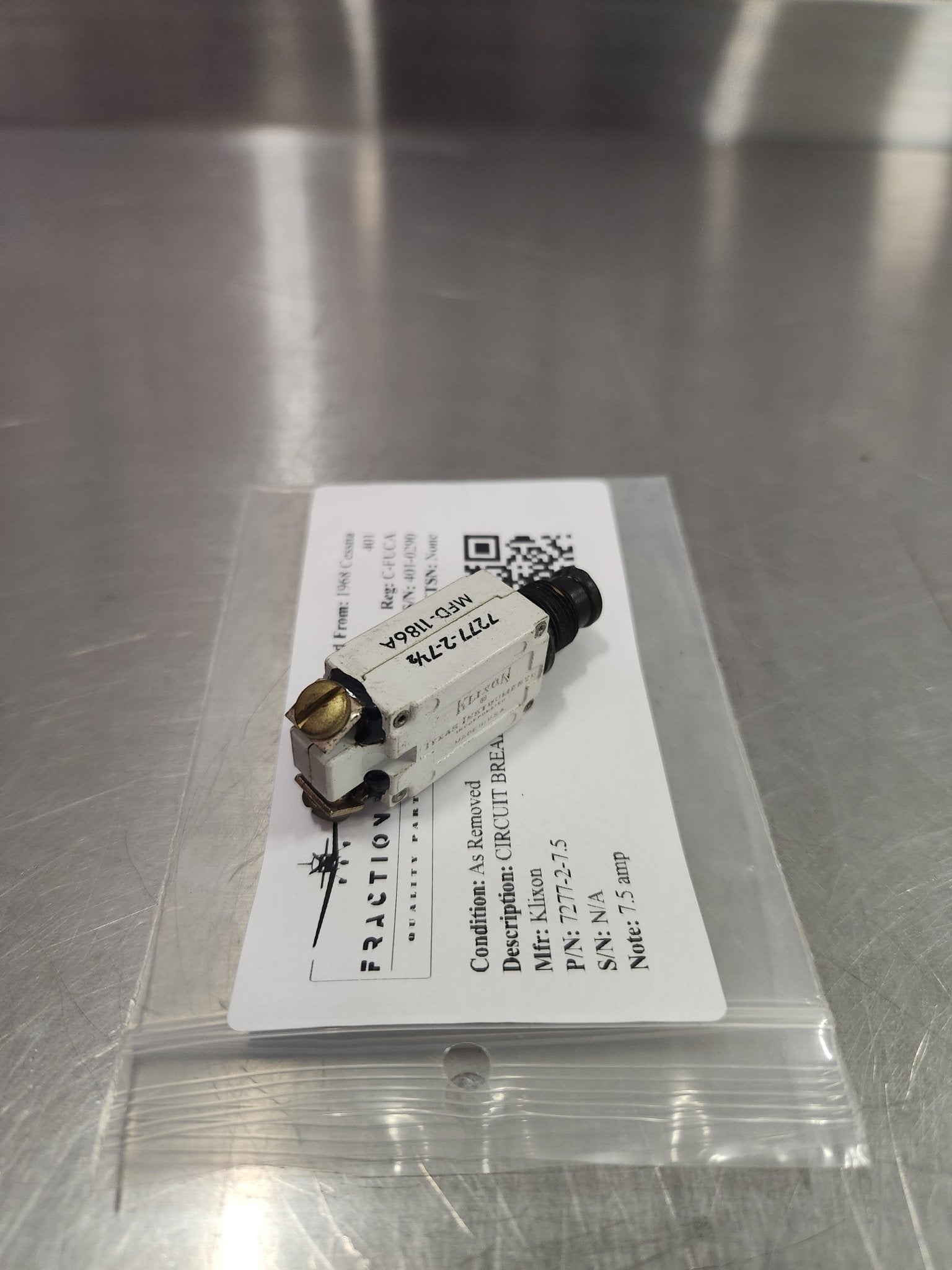 7277 - 2 - 7.5 Klixon CIRCUIT BREAKER 7.5 AMP | FractionAIR Parts - Aircraft Parts & Accessories