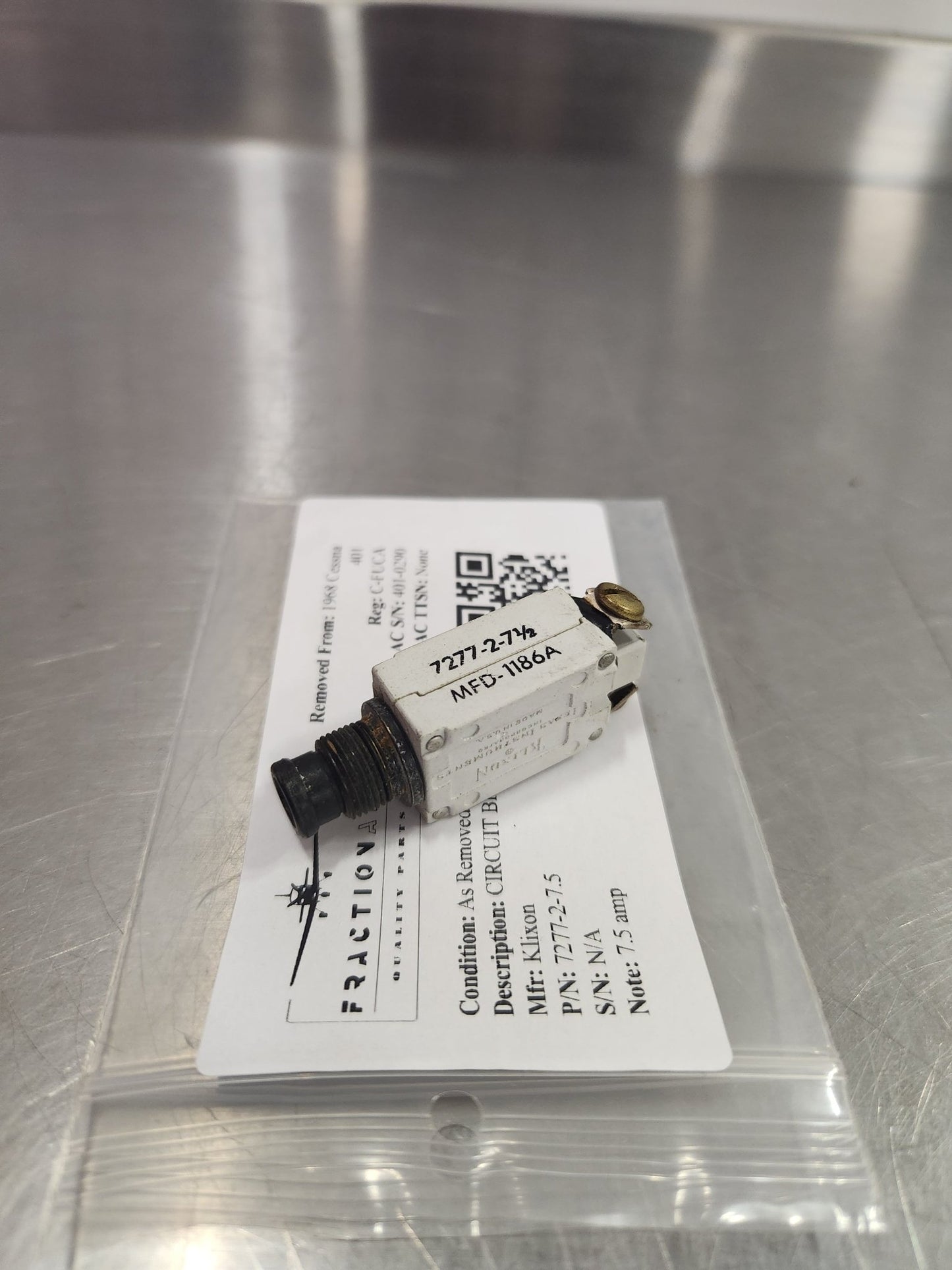 7277 - 2 - 7.5 Klixon CIRCUIT BREAKER 7.5 AMP | FractionAIR Parts - Aircraft Parts & Accessories