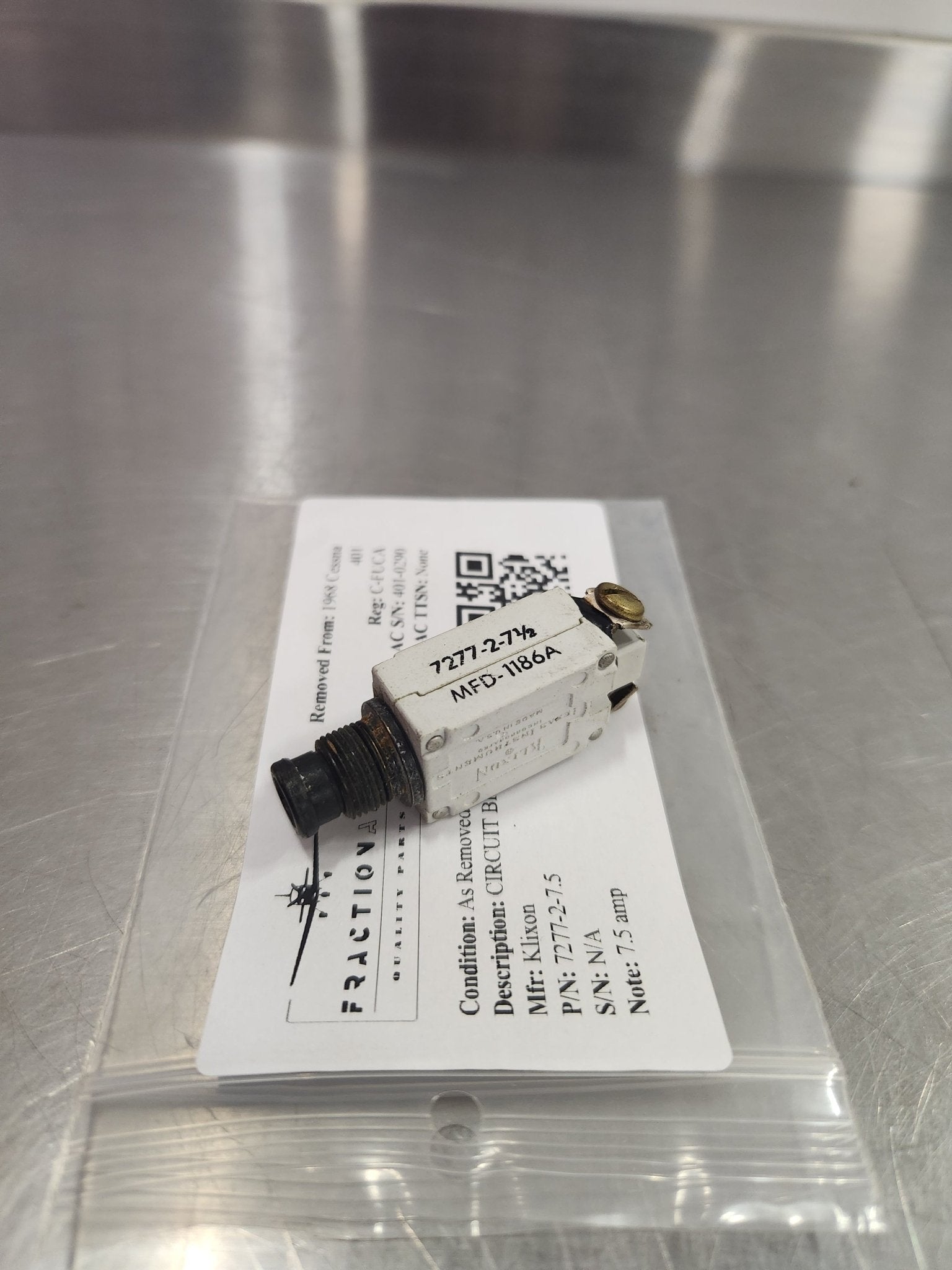 7277 - 2 - 7.5 Klixon CIRCUIT BREAKER 7.5 AMP | FractionAIR Parts - Aircraft Parts & Accessories