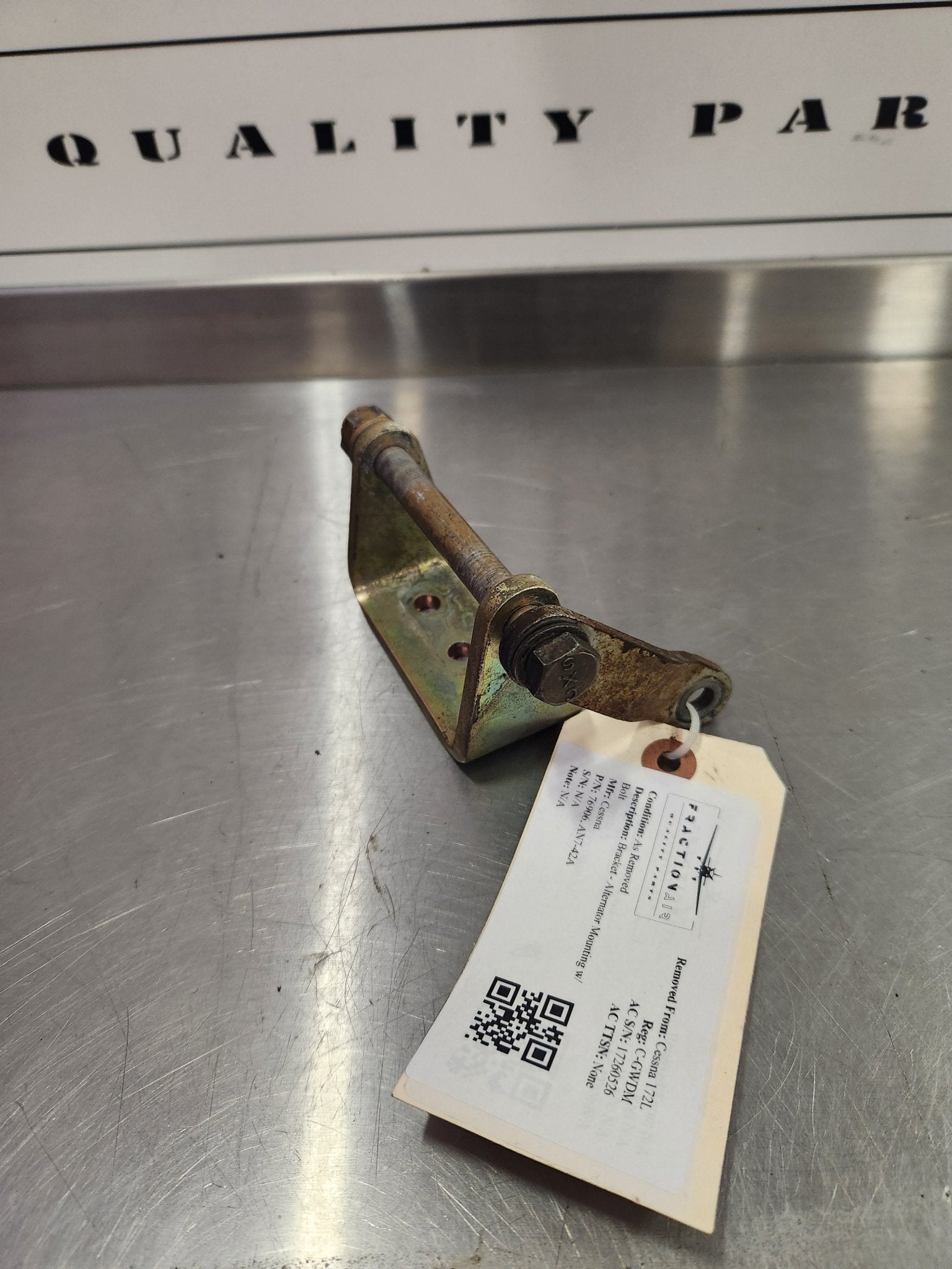 76906, AN7 - 42A Cessna Bracket - Alternator Mounting w/ Bolt Alt 07A21443 | FractionAIR Parts - Aircraft Parts & Accessories