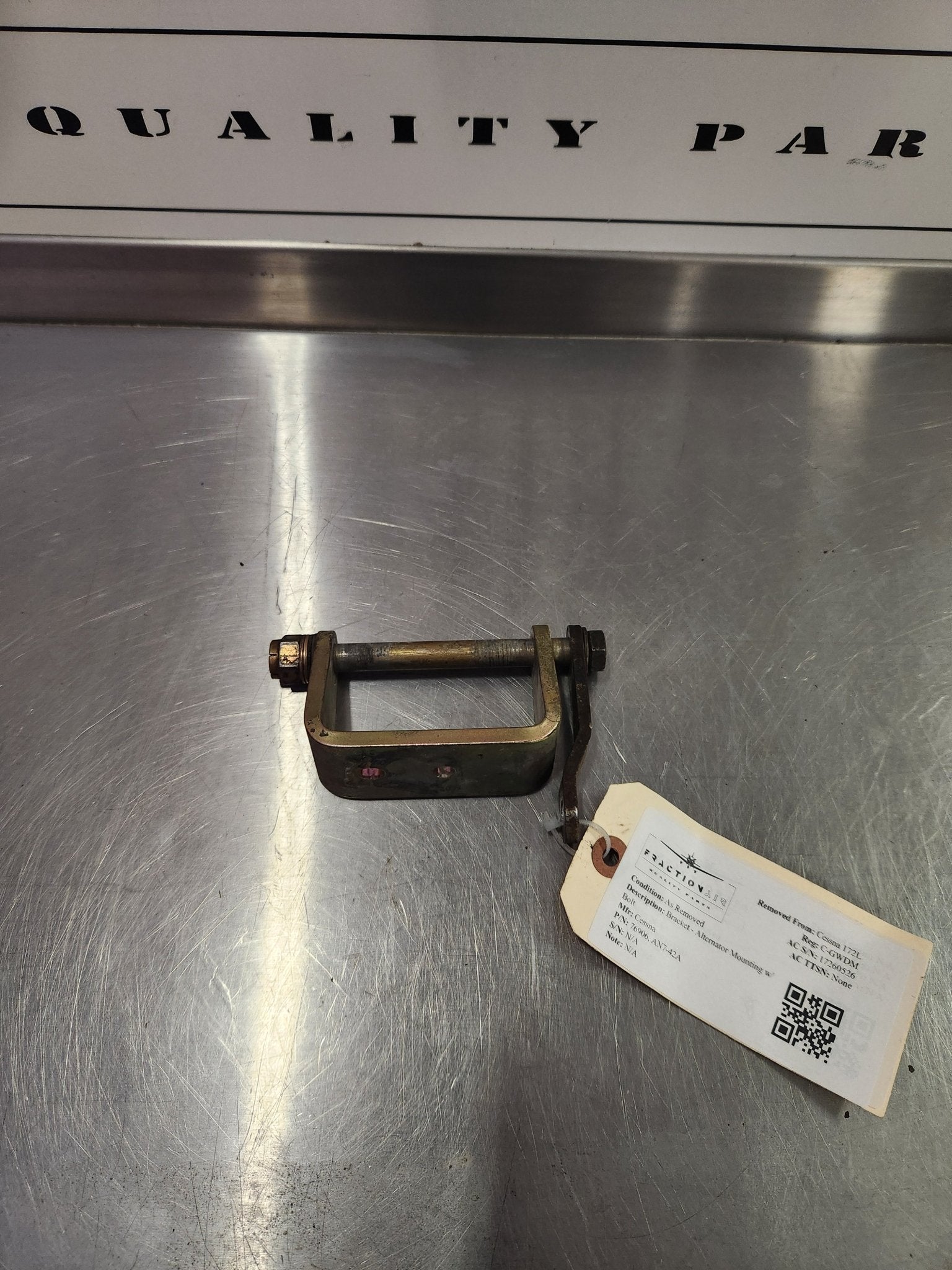 76906, AN7 - 42A Cessna Bracket - Alternator Mounting w/ Bolt Alt 07A21443 | FractionAIR Parts - Aircraft Parts & Accessories