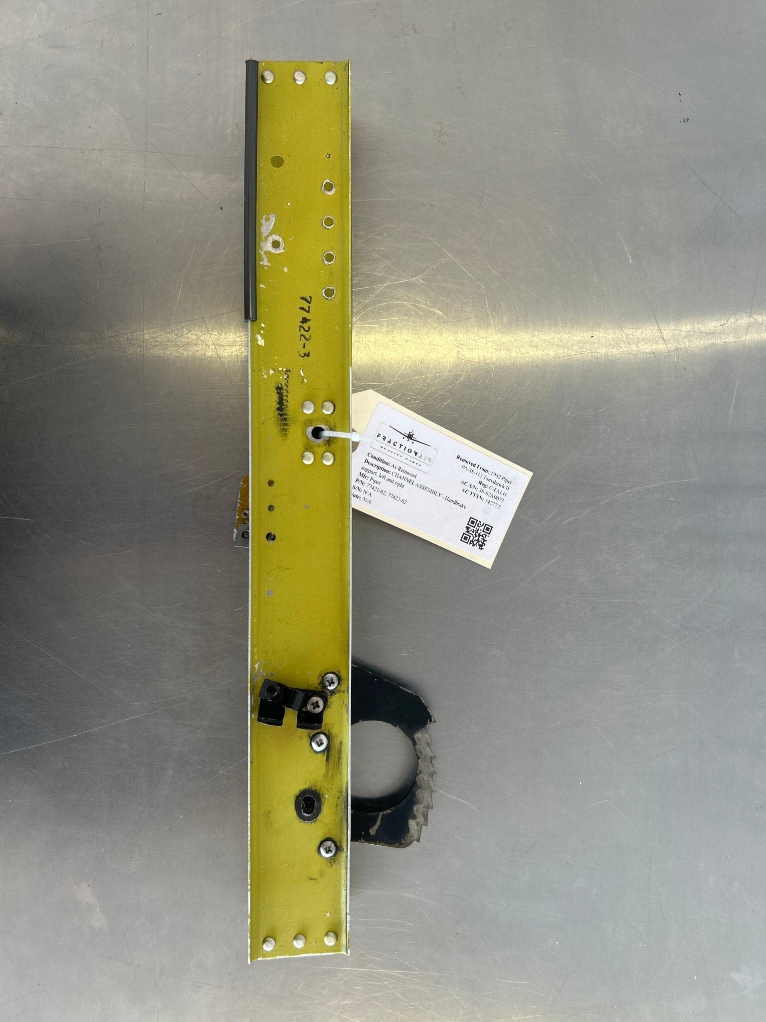 77421 - 02, 77422 - 02 Piper CHANNEL ASSEMBLY - Handbrake support, left and right | FractionAIR Parts - Aircraft Parts & Accessories