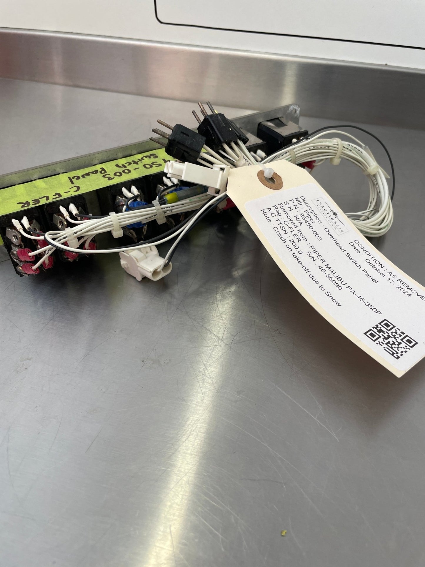 85054 - 003 Piper PA - 46 - 350P Overhead Switch Panel Assy With Switches and Harnesses | FractionAIR Parts - Aircraft Parts & Accessories