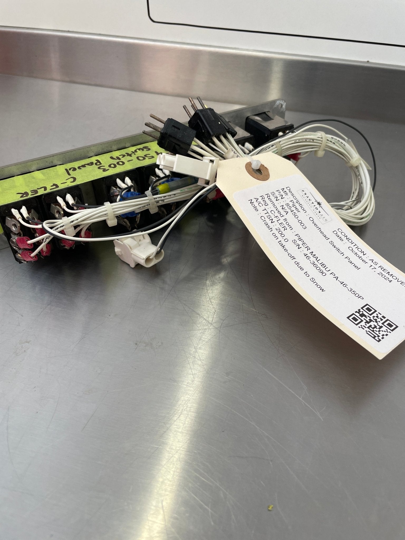 85054 - 003 Piper PA - 46 - 350P Overhead Switch Panel Assy With Switches and Harnesses | FractionAIR Parts - Aircraft Parts & Accessories