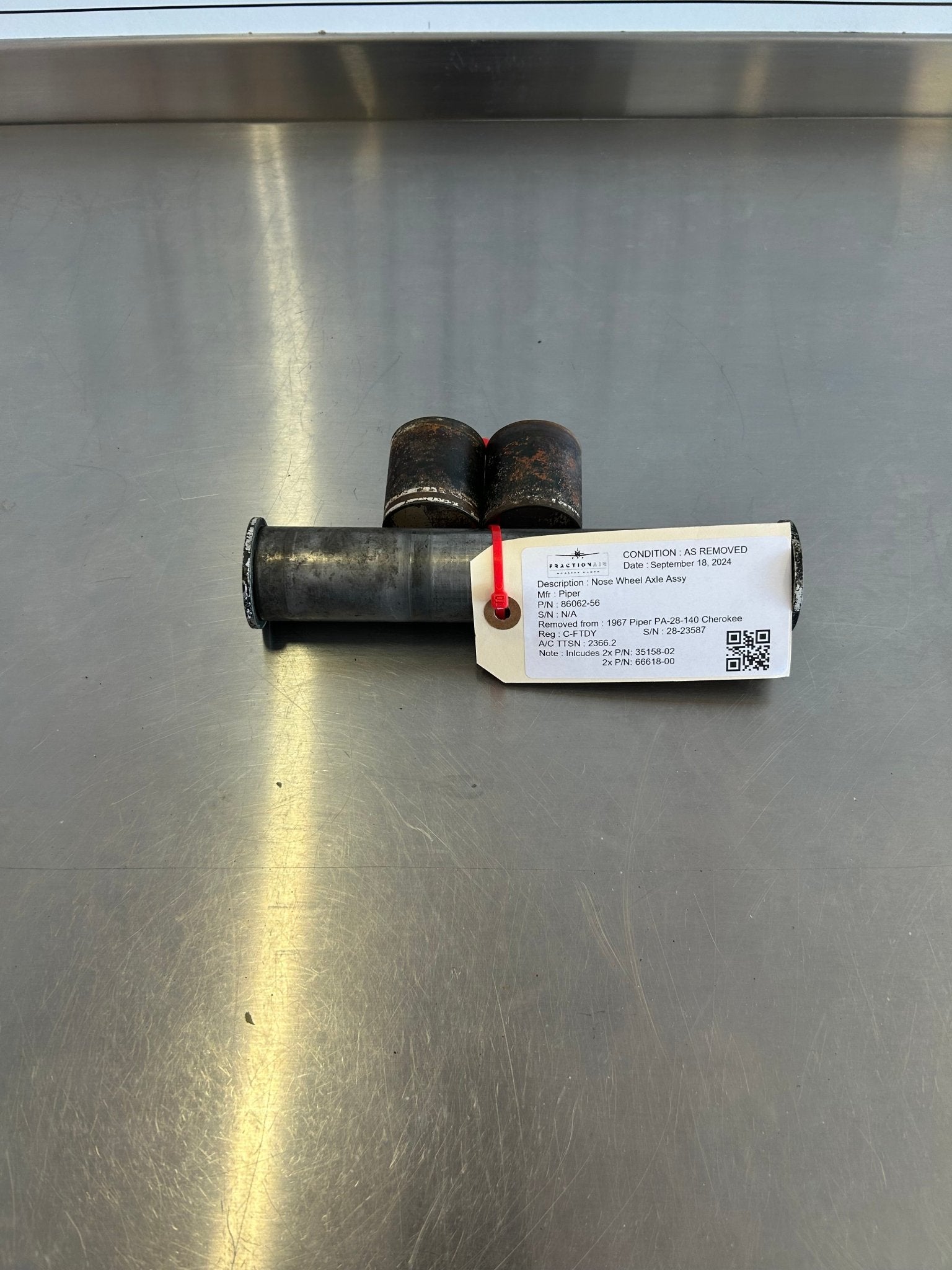 86062 - 56 / 66618 - 00 / 35158 - 02 Piper Nose Wheel Axle Assy | FractionAIR Parts - Aircraft Parts & Accessories