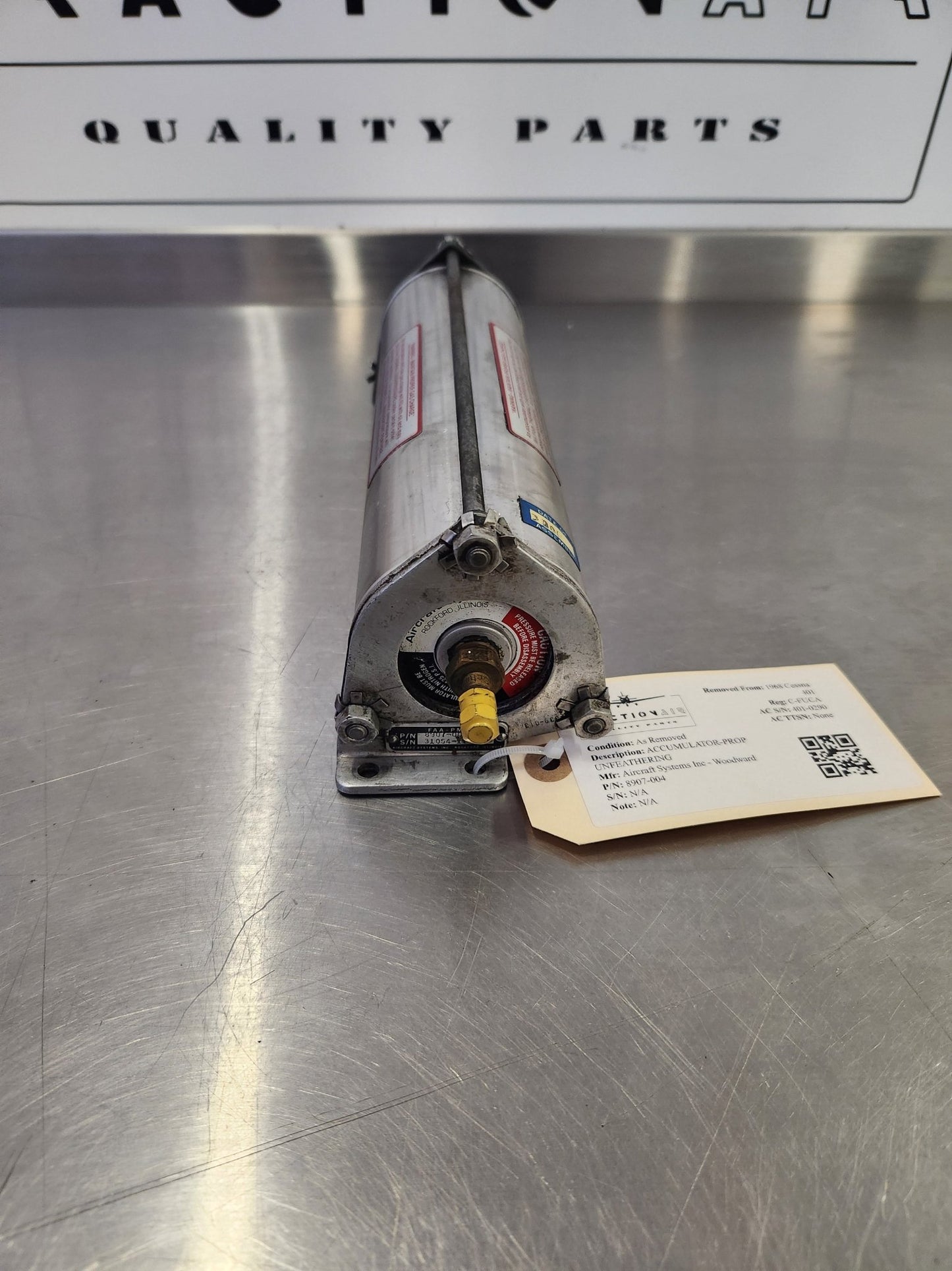 8907 - 004 Aircraft Systems Inc - Woodward ACCUMULATOR - PROP UNFEATHERING 0850454 - 6 | FractionAIR Parts - Aircraft Parts & Accessories