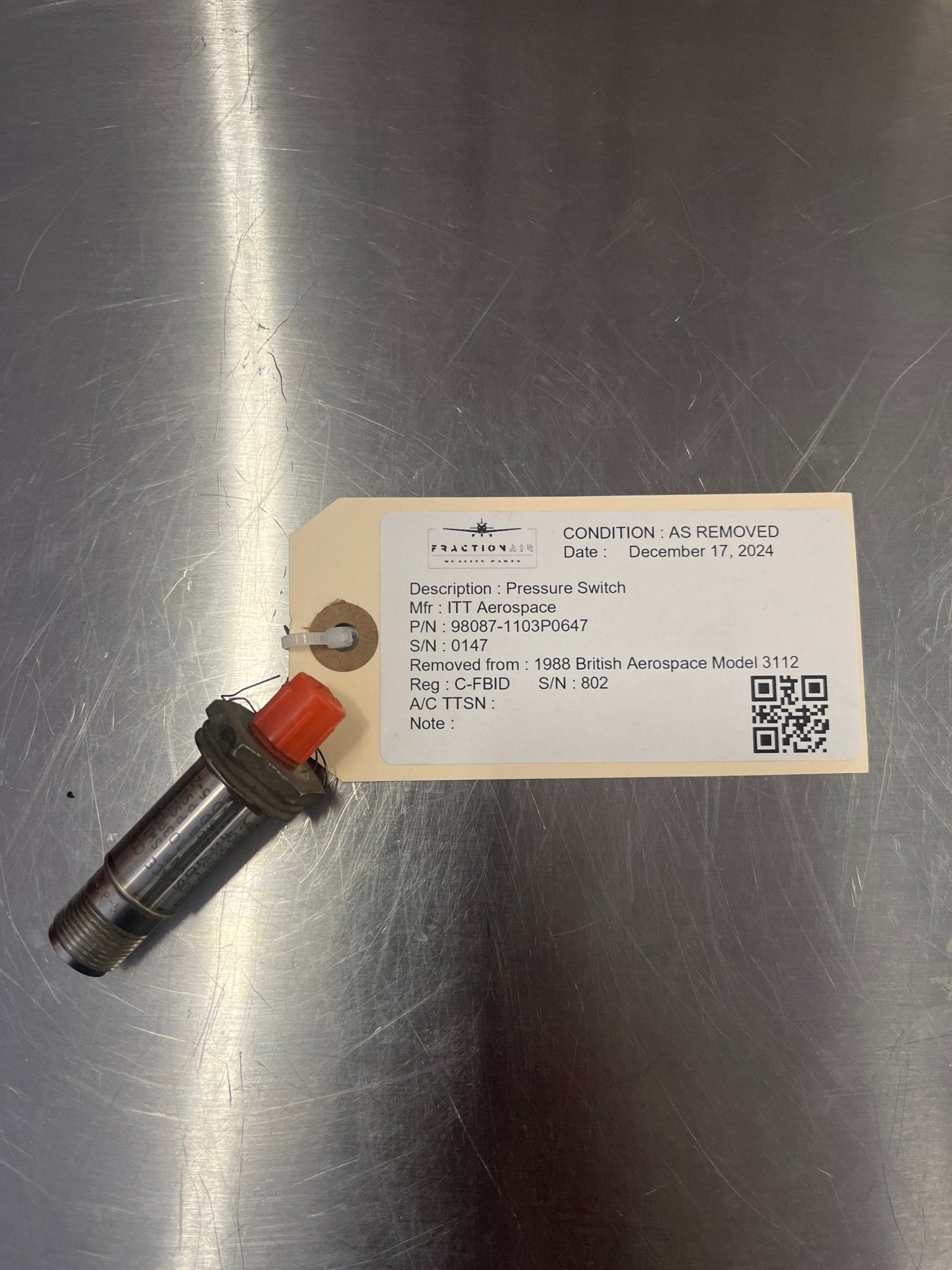 98087 - 1103P0647 Pressure Switch | FractionAIR Parts - Aircraft Parts & Accessories