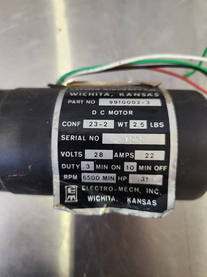 9910002 - 3 Cessna / Electro‑Mech MOTOR 28 V - 22 AMPS | FractionAIR Parts - Aircraft Parts & Accessories