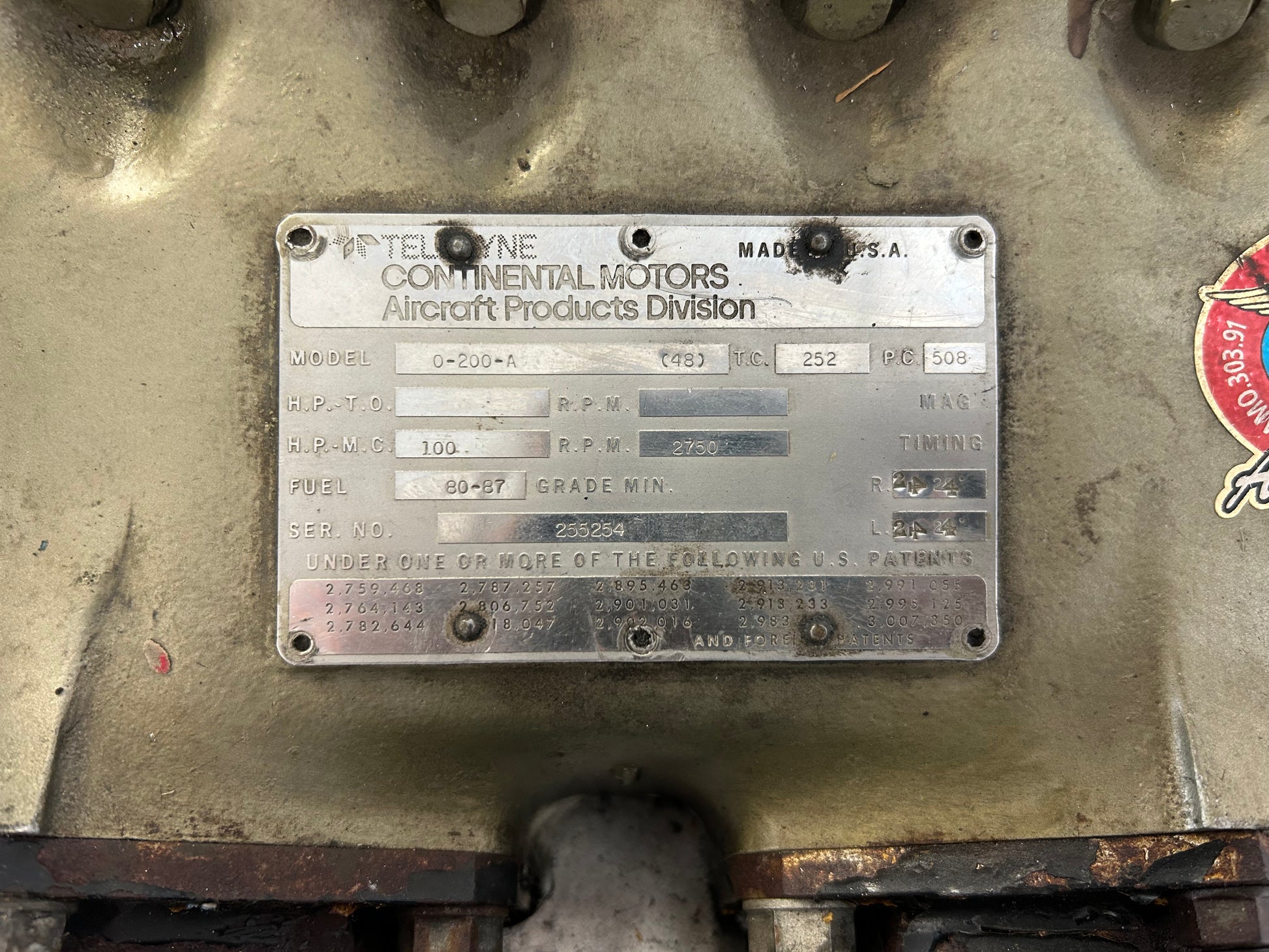 N13624 Contential Engine Continental 0-200-A Engine Core - FractionAIR Parts