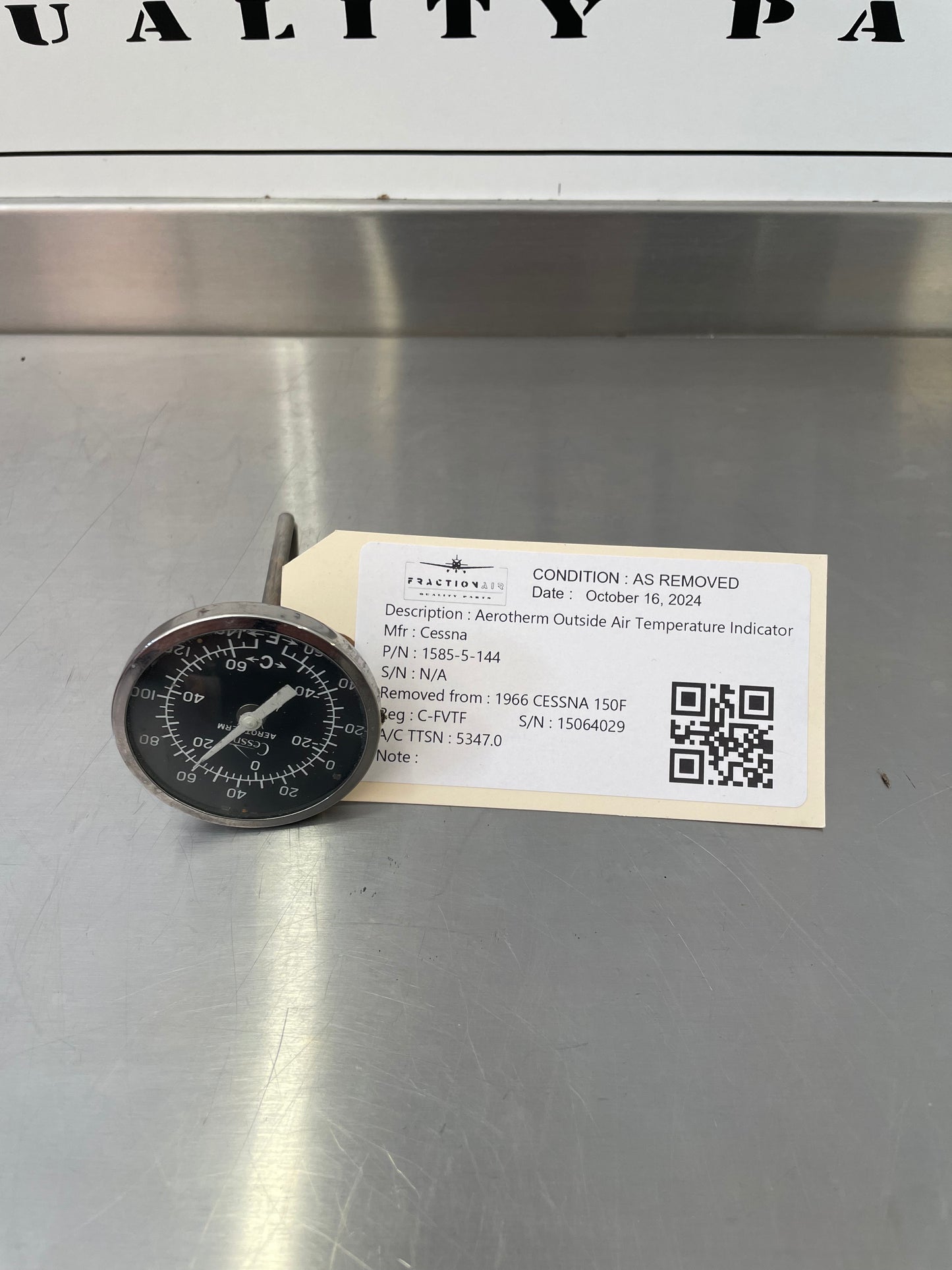 1585-5-144 CESSNA 150F Aerotherm Outside Air Temperature Indicator
