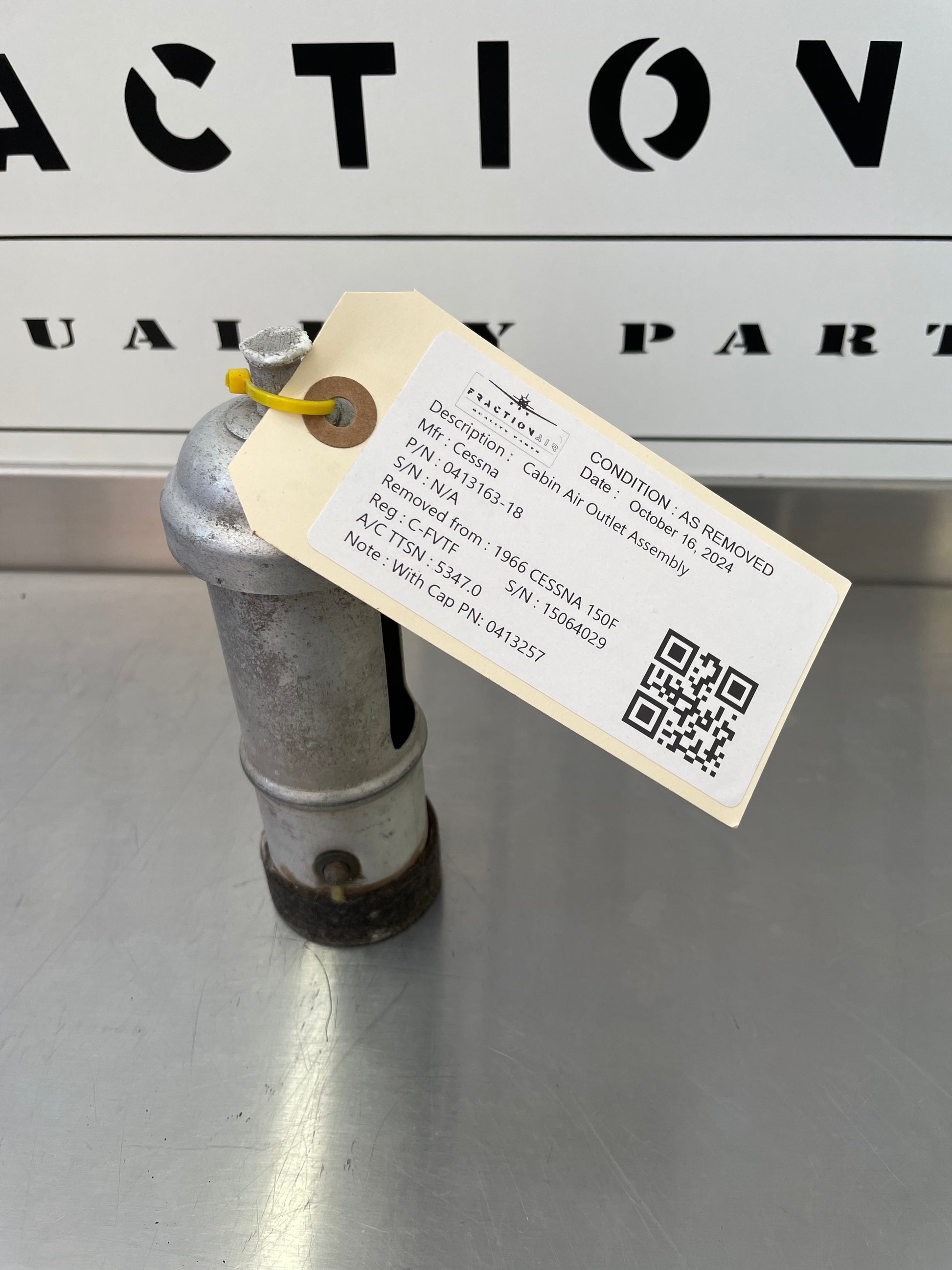 0413163 - 18 CESSNA 150F Cabin Air Outlet Assembly with Cap 0413257 | FractionAIR Parts - Aircraft Parts & Accessories