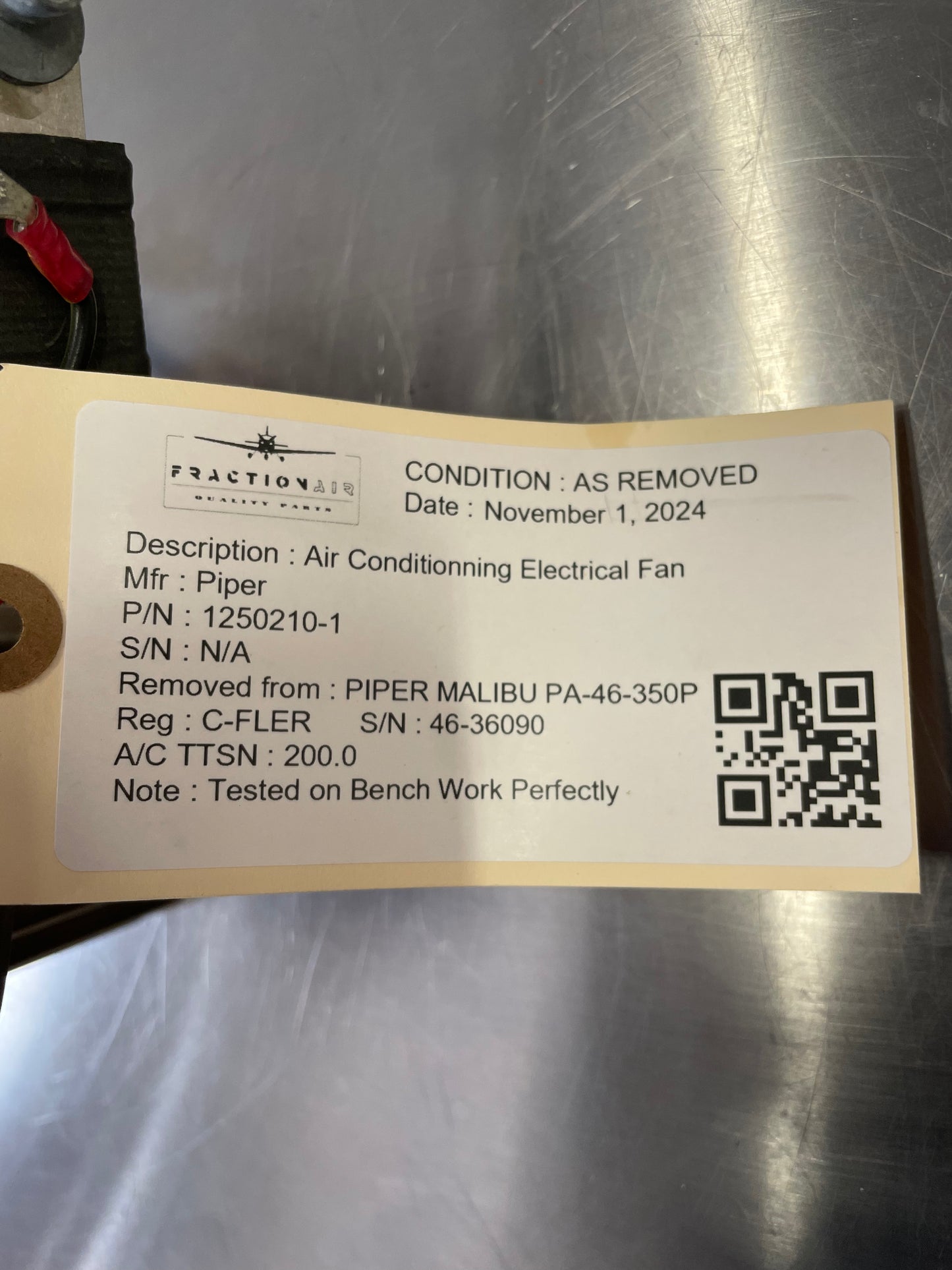 1250210-1 Piper PA-46-350P Air Conditionning Electrical Fan