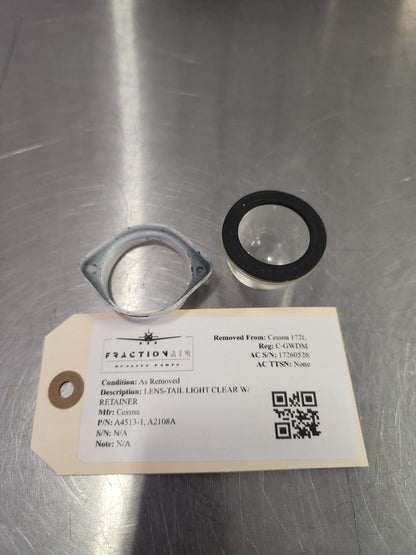 A4513 - 1, A2108A Cessna LENS - TAIL LIGHT CLEAR W/ RETAINER | FractionAIR Parts - Aircraft Parts & Accessories
