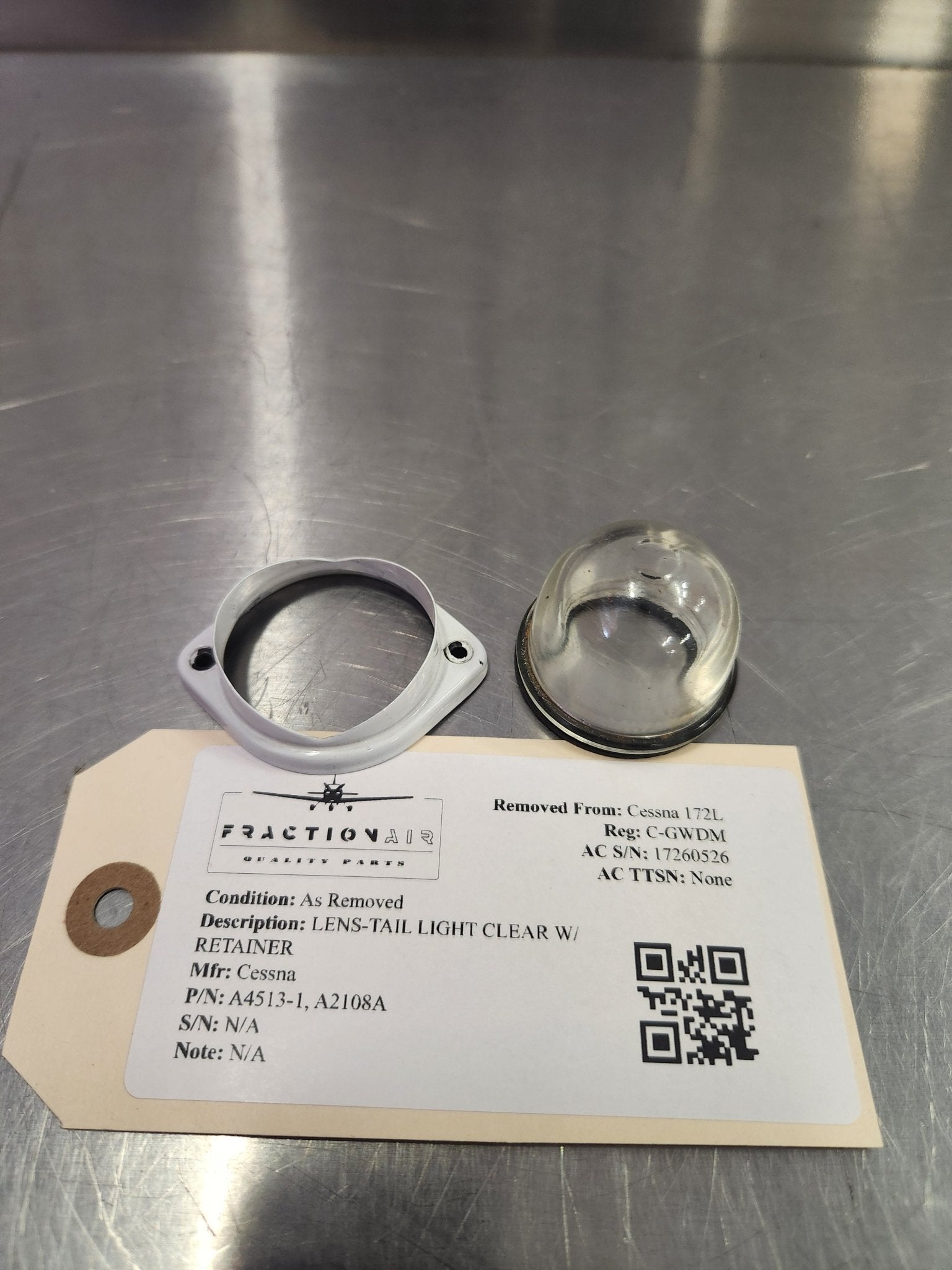 A4513 - 1, A2108A Cessna LENS - TAIL LIGHT CLEAR W/ RETAINER | FractionAIR Parts - Aircraft Parts & Accessories