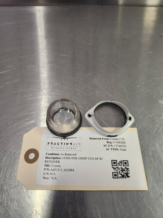 A4513 - 1, A2108A Cessna LENS - TAIL LIGHT CLEAR W/ RETAINER | FractionAIR Parts - Aircraft Parts & Accessories