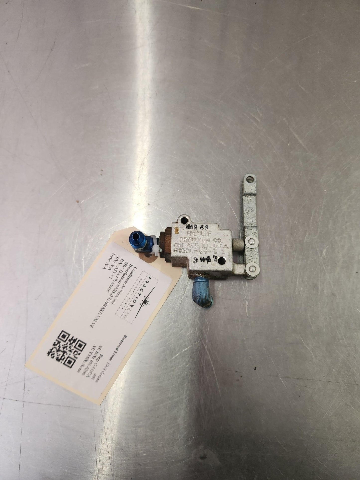 A53 - T2 Hoof Products PARKING BRAKE VALVE | FractionAIR Parts - Aircraft Parts & Accessories