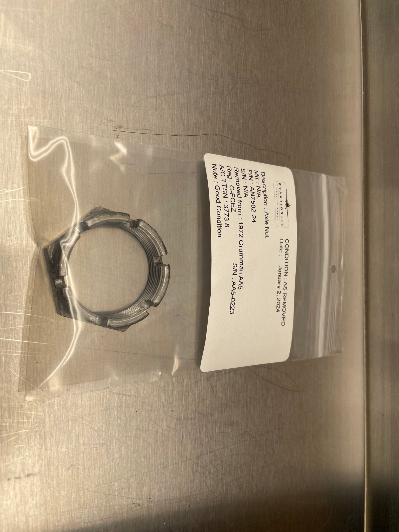 Axle Nut AN7502 - 24 | FractionAIR Parts - Aircraft Parts & Accessories