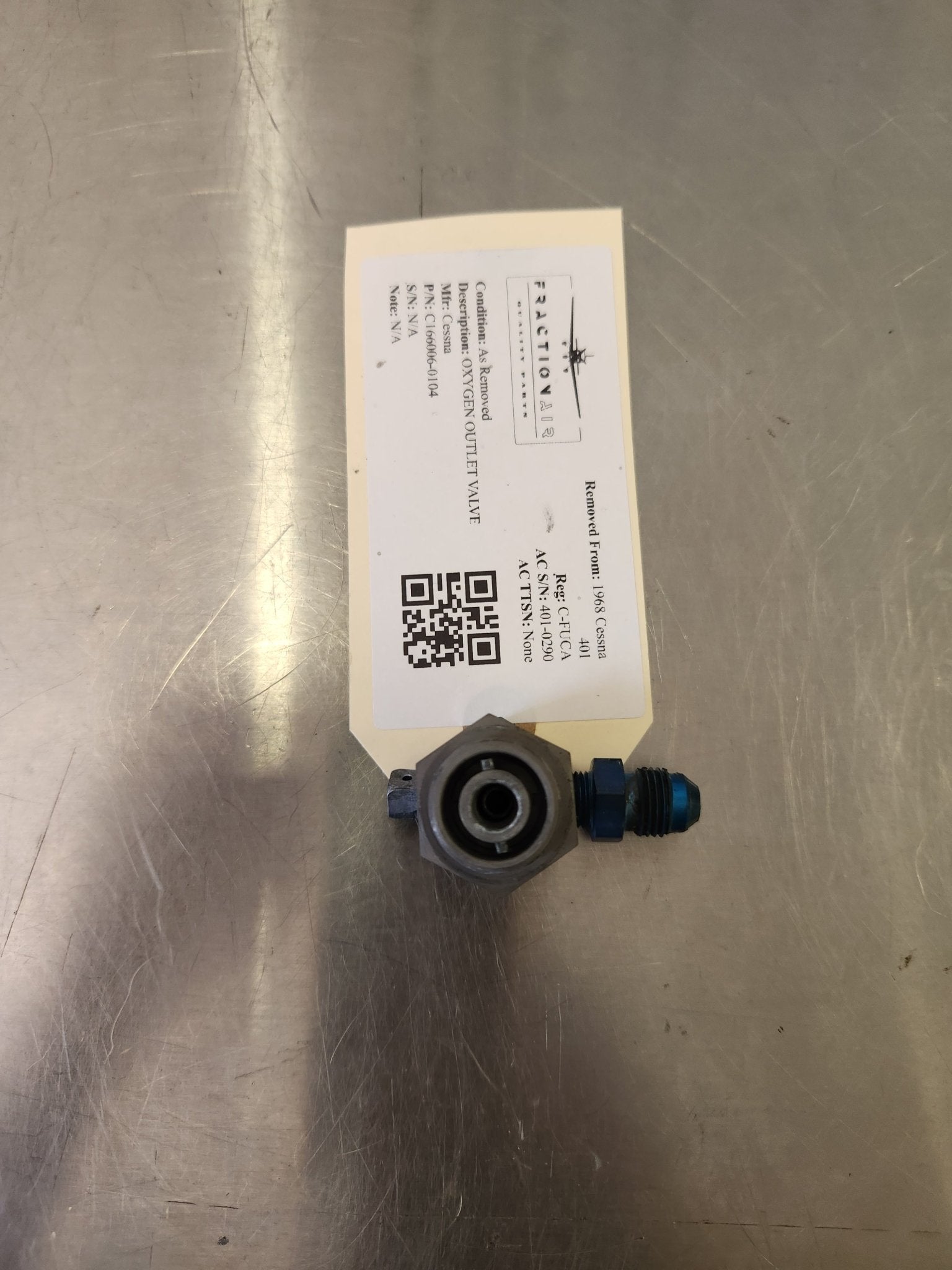 C166006 - 0104 Cessna OXYGEN OUTLET VALVE C166006 - 0101 | FractionAIR Parts - Aircraft Parts & Accessories