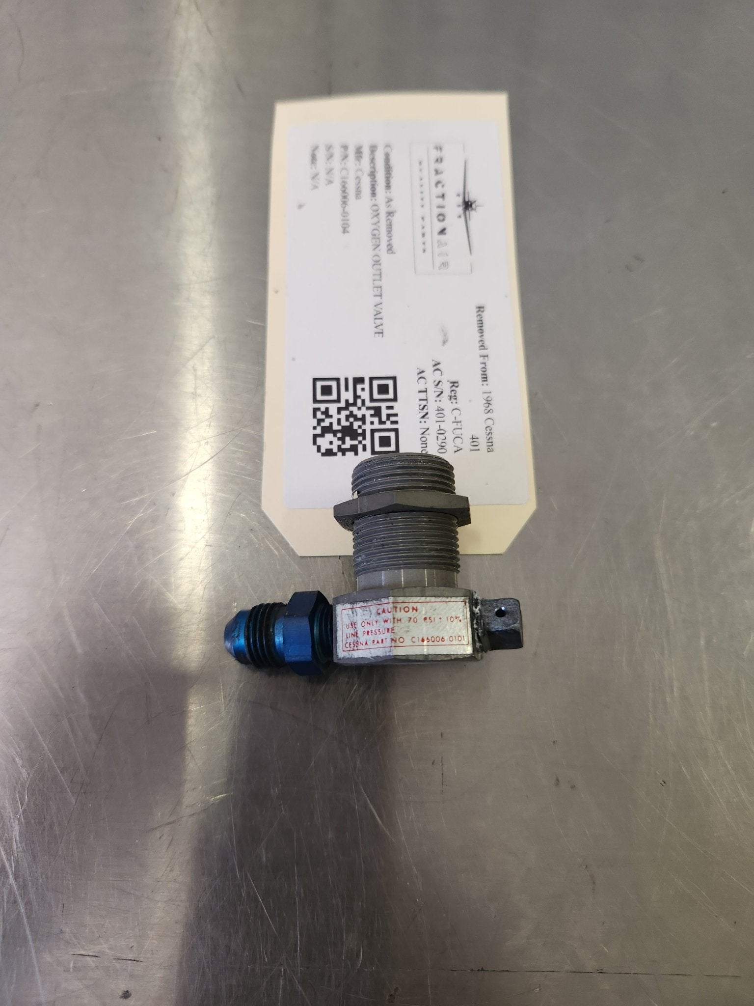 C166006 - 0104 Cessna OXYGEN OUTLET VALVE C166006 - 0101 | FractionAIR Parts - Aircraft Parts & Accessories