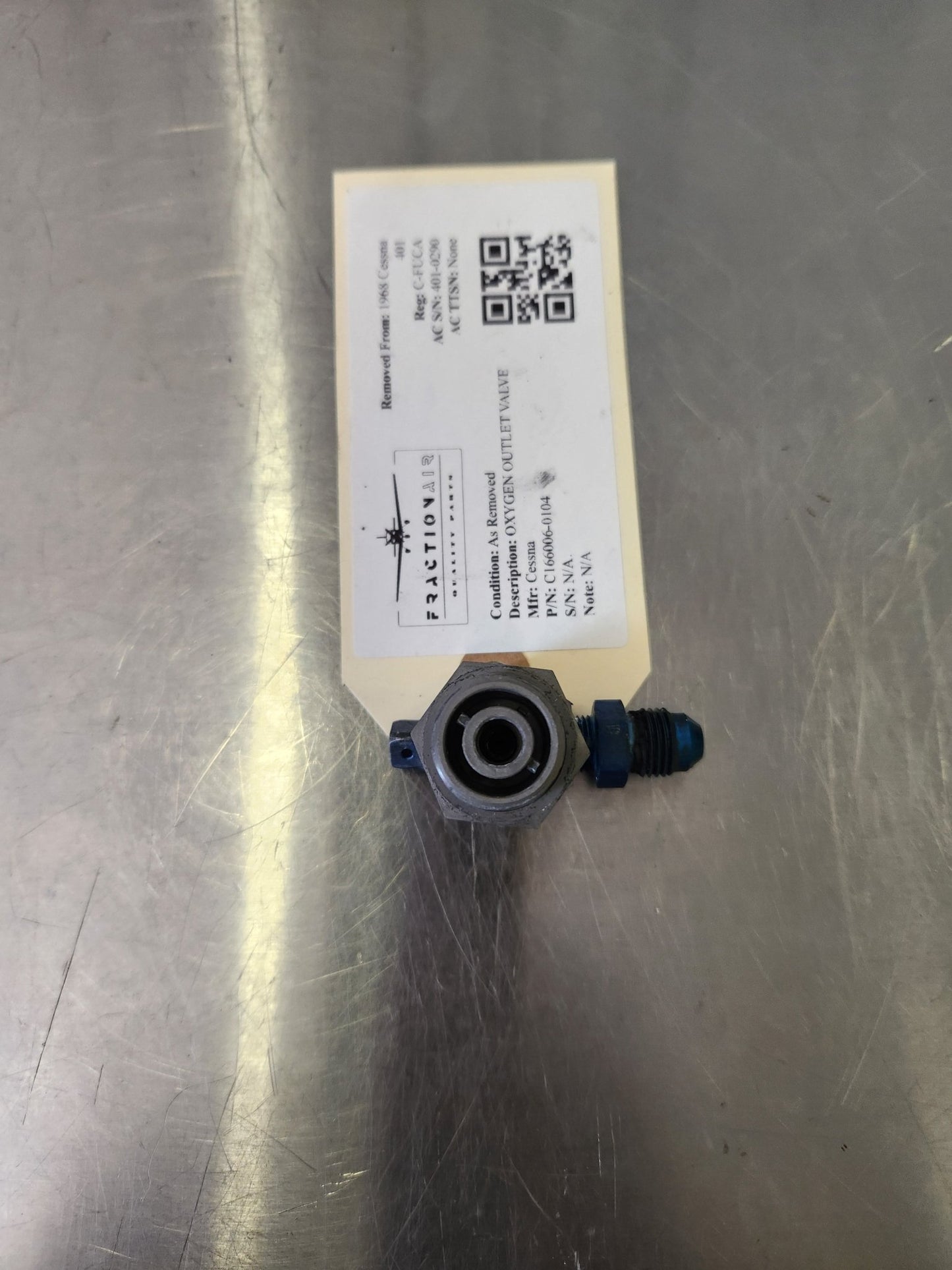 C166006 - 0104 Cessna OXYGEN OUTLET VALVE C166006 - 0101 | FractionAIR Parts - Aircraft Parts & Accessories