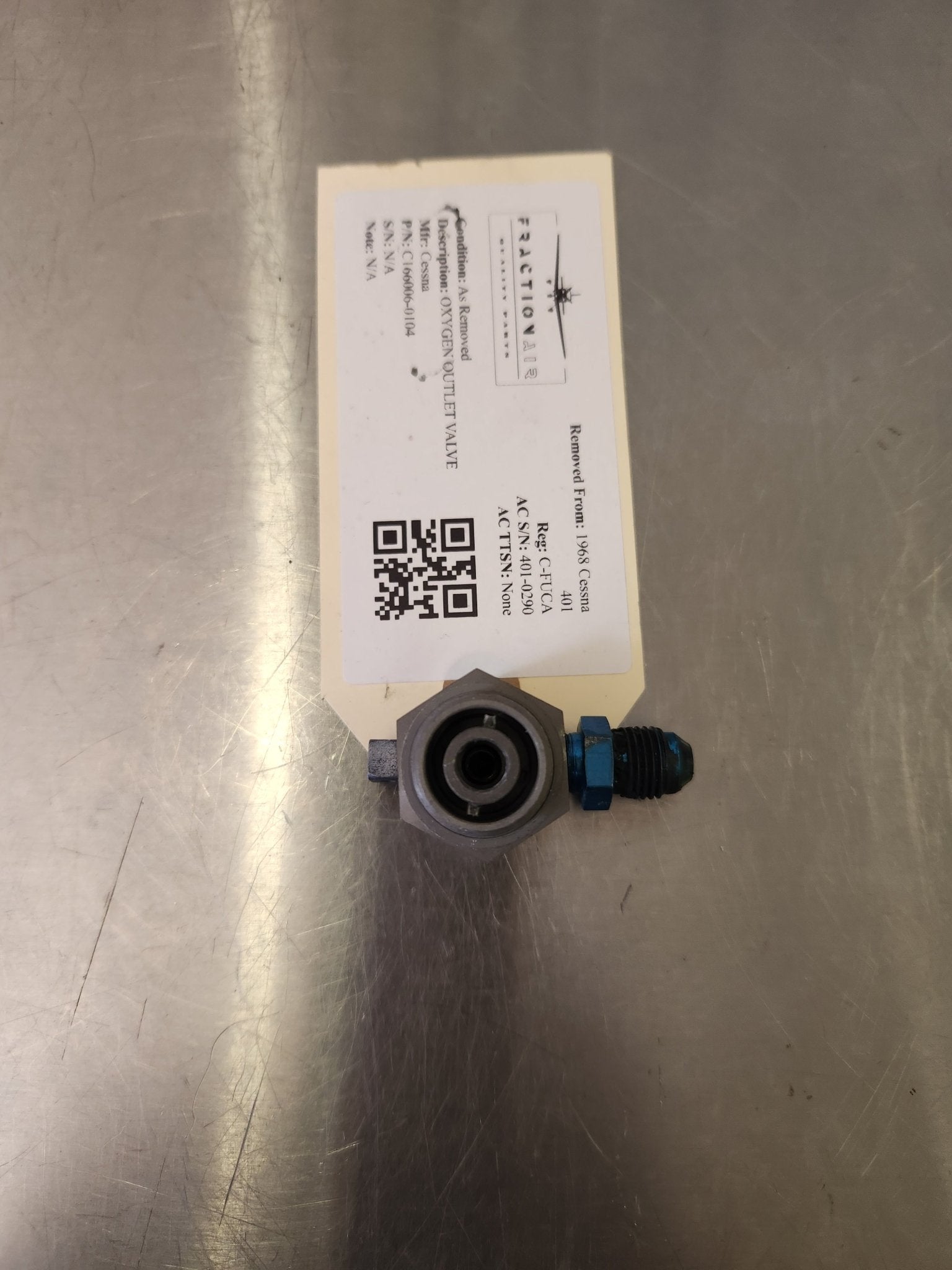 C166006 - 0104 Cessna OXYGEN OUTLET VALVE C166006 - 0101 | FractionAIR Parts - Aircraft Parts & Accessories