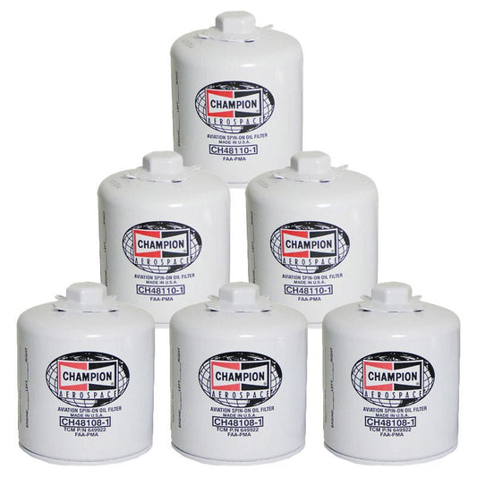 Champion Oil Filter Convenience 6 Pack (CH48108-1 / CH48110-1) | FractionAIR Parts - Aircraft Parts & Accessories