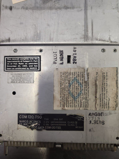 Com 120 TSO Narco Comm Radio | FractionAIR Parts - Aircraft Parts & Accessories